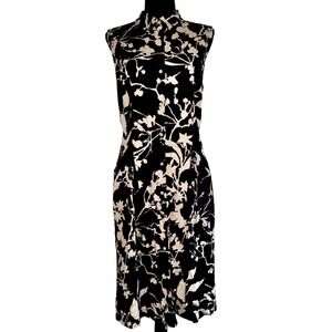 Talbots Size 16 Calico Floral Sleeveless Button Down Pleated Midi Dress Pockets